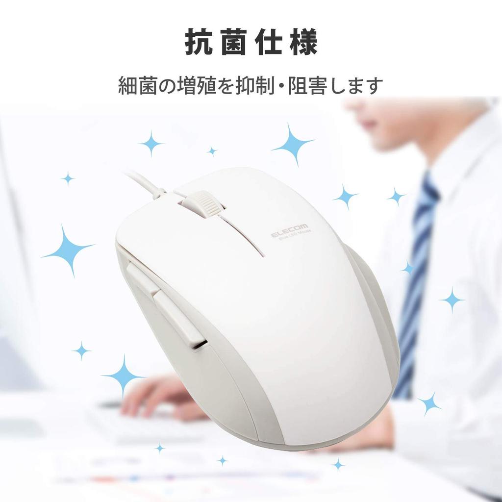 ELECOM Wired Mouse M-BL28UBSKWH 5 Buttons, Rubber Grip, Quiet, White