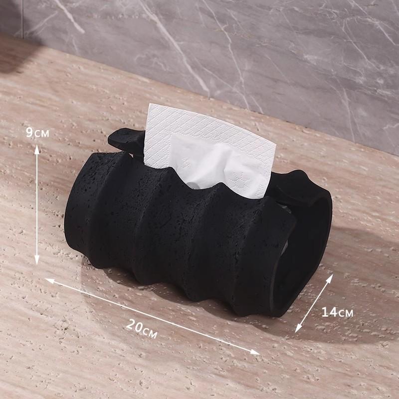 Creative Retro Light Yellow Cave Stone Tissue Holder, Tissue Box, Kitchen, Living Room, Bathroom, Desktop Tissue Storage Box