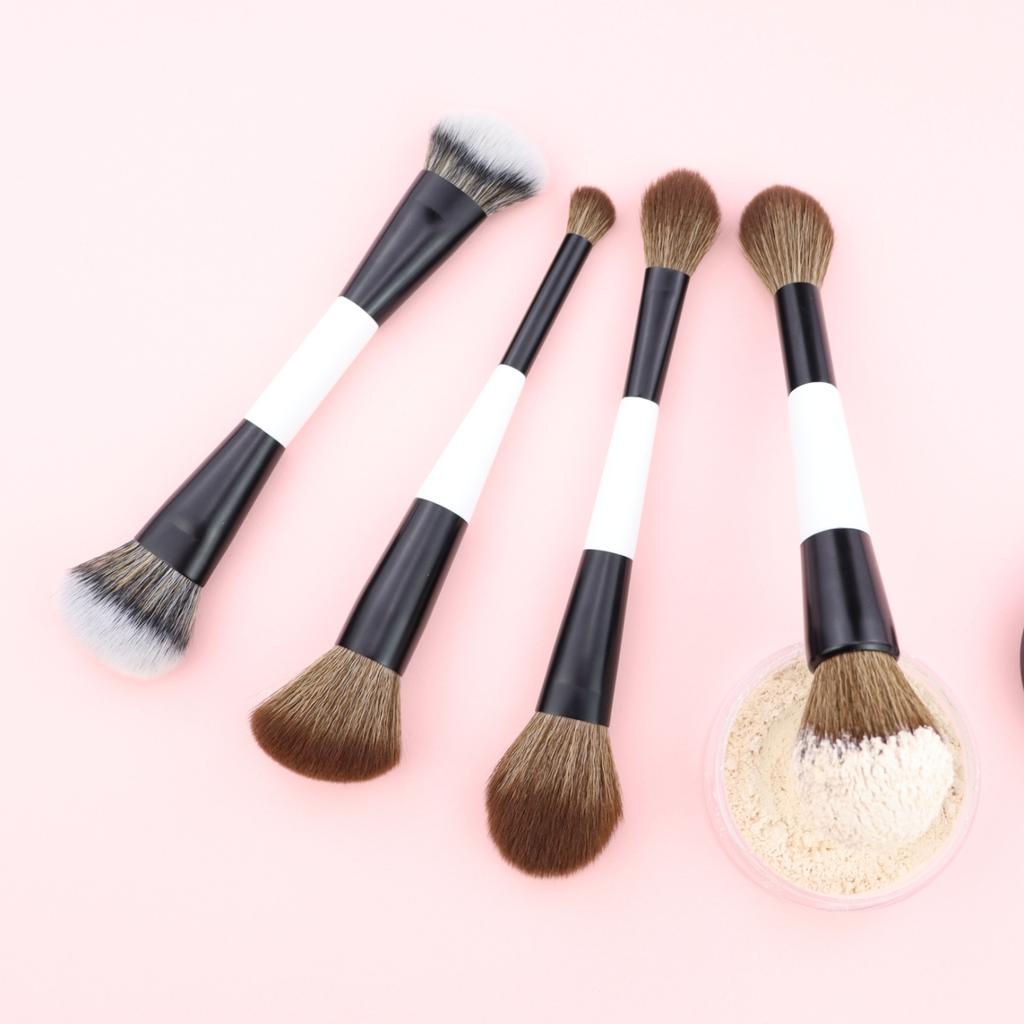 4 Double-Headed Makeup Brushes, Multi-Functional Makeup Brush, Loose Powder Brush,Concealer Brush, Blush Brush, Gift for Ladies and Girls