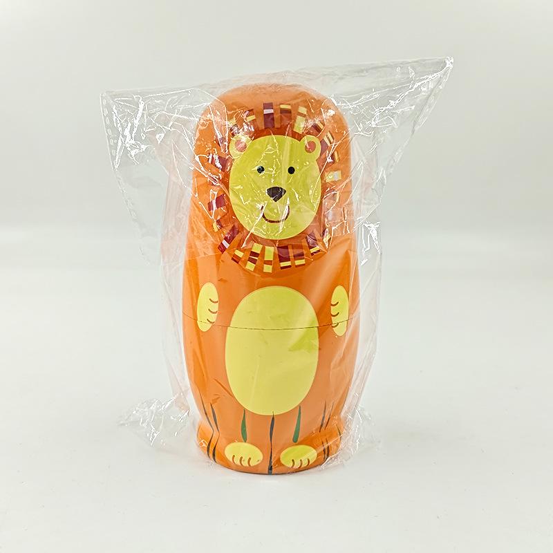 Пятислойные деревянные русские матрешки - Дизайн с мультяшным тигром