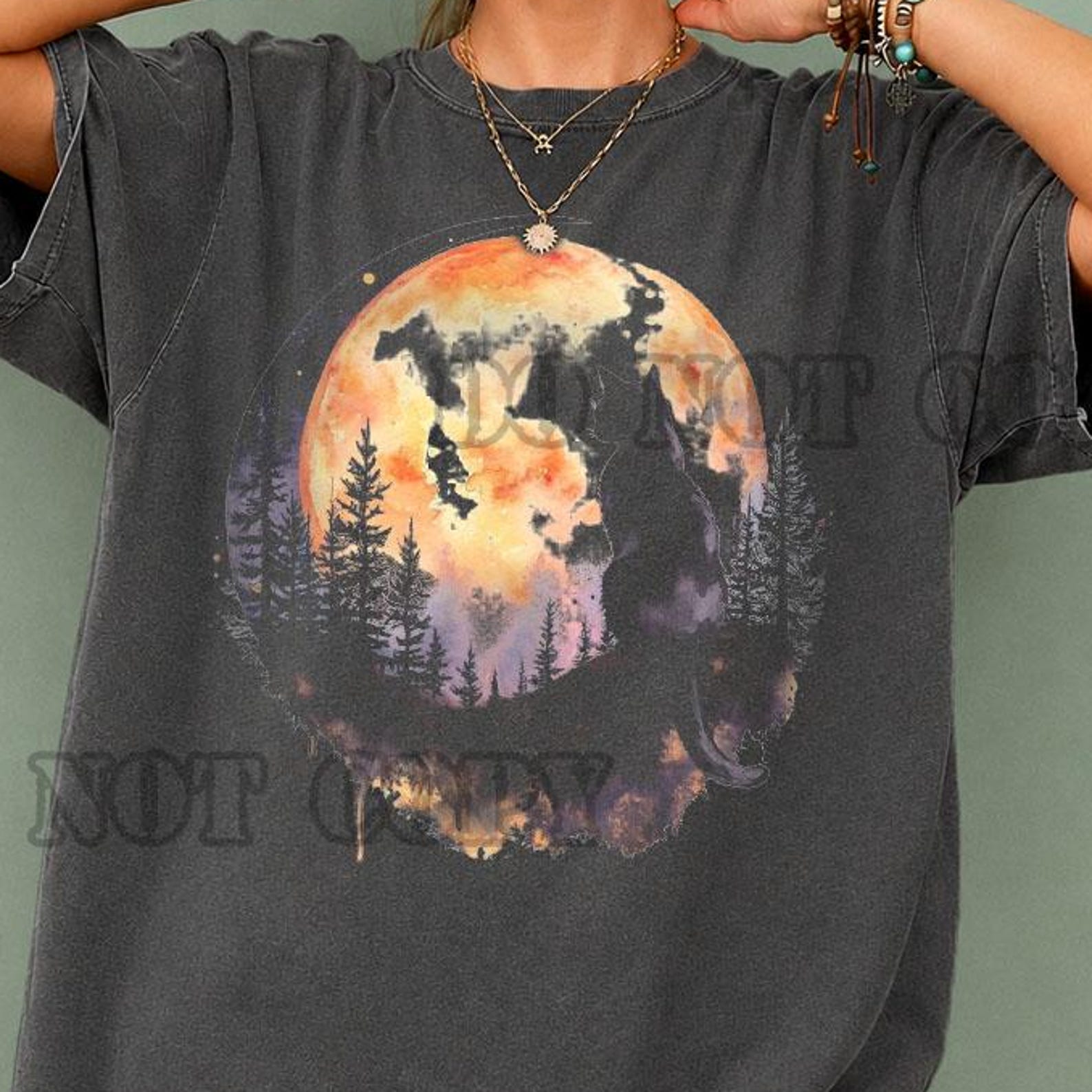 Vintage Wolf Moon Shirt, Nature Graphic Tee, Retro Wilderness T Shirt, Forest Moon Wolf Tee, Boho Outdoor Shirt, Distressed Nature Tee 3XL