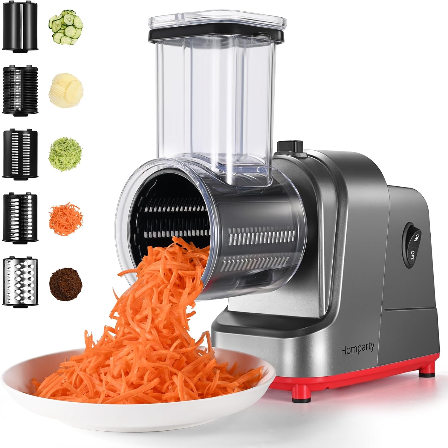 

Electric Cheese Grater 250W Salad Maker 5 Blades for Cheeses Fruits Vegetables