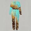 Women Loose Round Neck Long Sleeve Shirt And High Waist Straight Leg Pants Two Piece Daily Leisure Suit