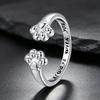 Elegant Simple Female Metal Cat Paw Letter Adjustable Open Ring Vintage Rose Gold Silver Color Wedding Jewelry For Women