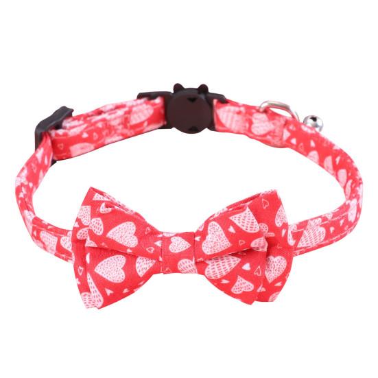Dog Collar Love-heart Pattern Decorative Adjustable Breakaway Pet Cats Dogs Bow-knot Collars