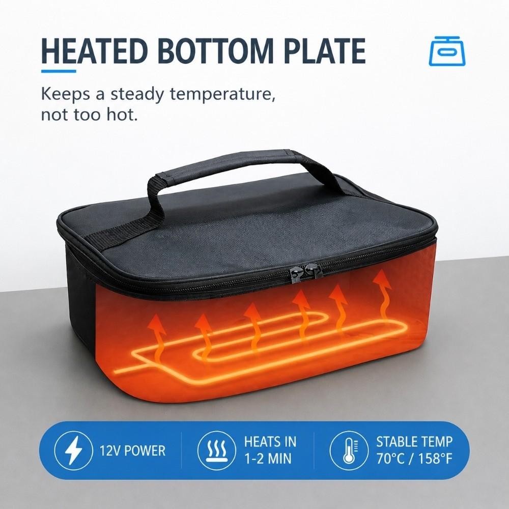 Constant Temperature Insulated Bag 70 degreeC Heated Lunch Bag Durable Car Heating Bag For Work