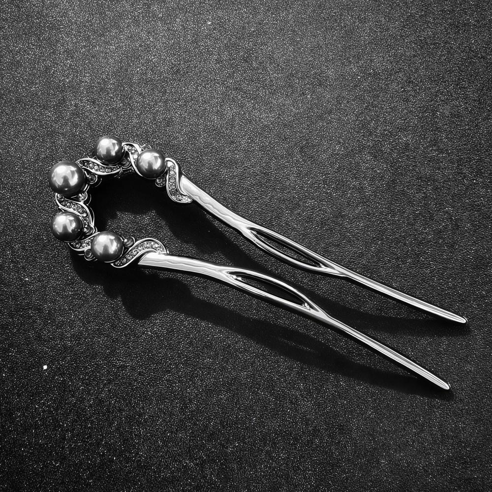 Pearl U-Shaped HairPins Fashion Hair Fork Elegant Alloy Long Hair Clip Pins Bun French Hairpin Hair Stick Women Girls