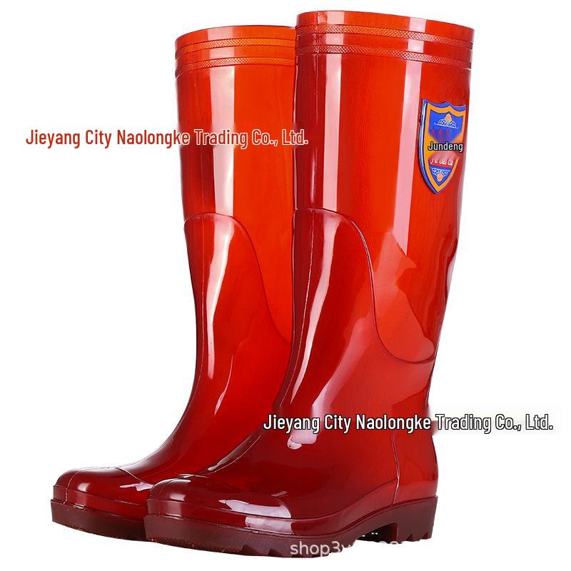 Men's Tan Quick-Dry High-Top Rain Boots - Waterproof, Non-Slip, No-Mesh Rubber Shoes