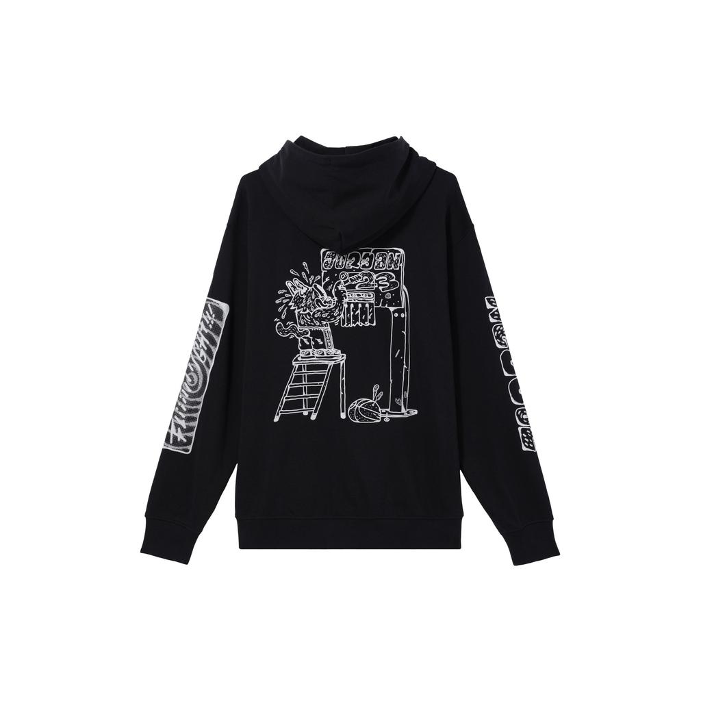 Jordan SS24 Cartoon Anime Thin Fleece Pullover Hoodie Long Sleeve American Vintage Sweatshirt Men Hoodies Black FV8595-010