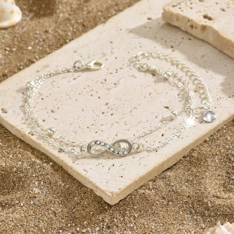 Trendy Alloy Layer Anklet for Women Waterproof Designs With Crystals Embellishments Vocation Accessory Outfits