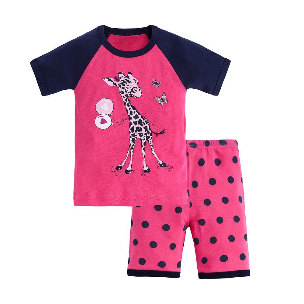 Girls' Pure Cotton Cartoon Pajamas - Spring/Summer 2025, Short Sleeve, European & American Style Baby Homewear.