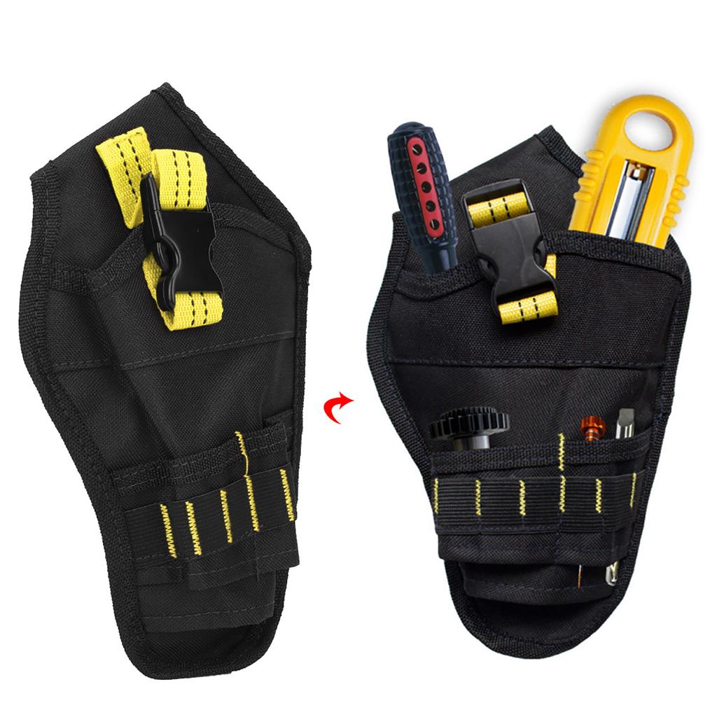 Portable Oxford Cloth   Waist Bag Drills Holder Storage Pouch for Electric Drill Tool(black&yellow )