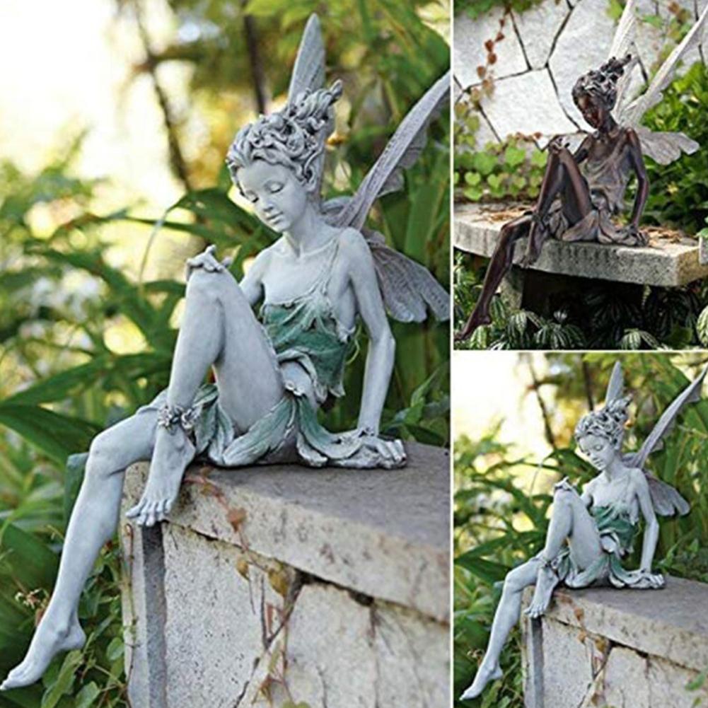 Flower Fairy Statue Decoration Outdoor CHILDREN'S Garden Courtyard Lawn Resin Decorative Sculpture Home Garden Decor
