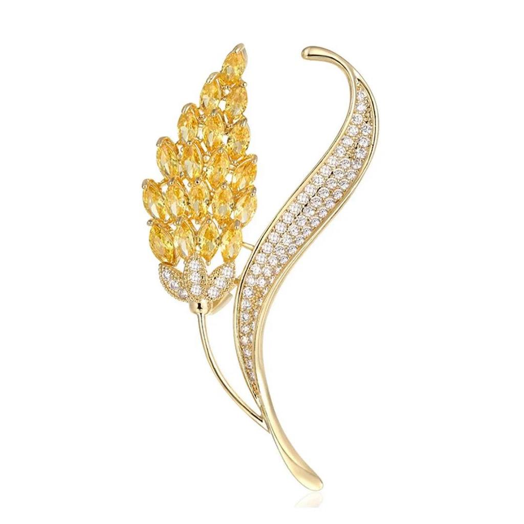 Elegant Wheat Ear Crystal Brooch – Luxury Women's Accessory for Scarves and Waist Pinning