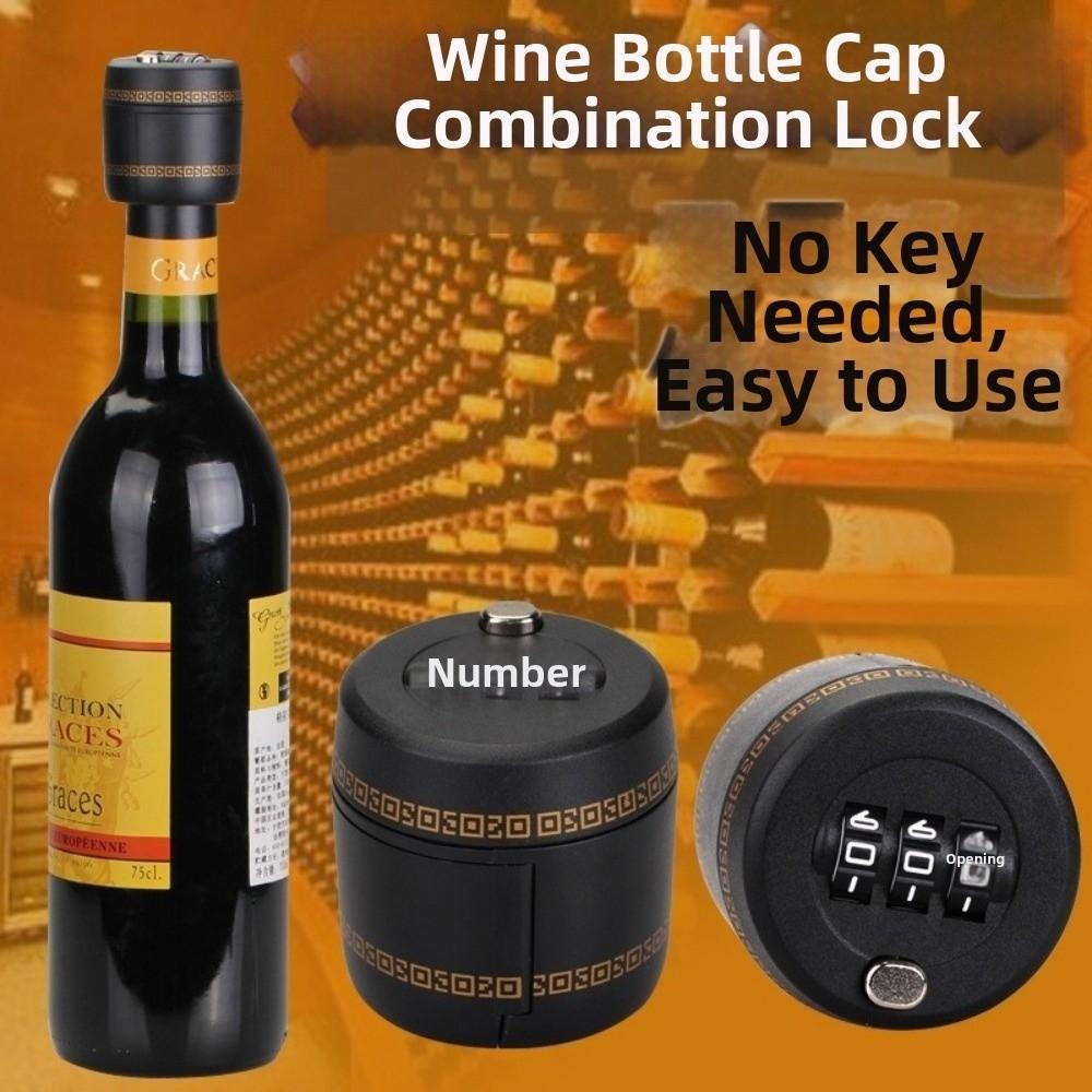 Plastic Wine Stopper Bottle Cap 3 Digit Bottle Cap Password Lock Wine Bottle Lock Secret  Bar Tool