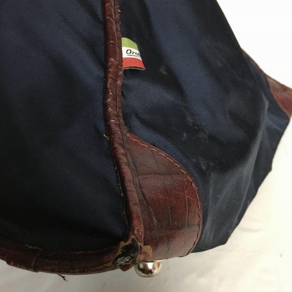 2way! Orobianco Briefcase Boston Bag Document Business Bag Dark Navy Strap Included(USED)