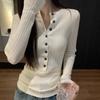 Women's Slim Fit Long Sleeve Knit Top with Half-Open Collar - 2025 Autumn/Winter Trend