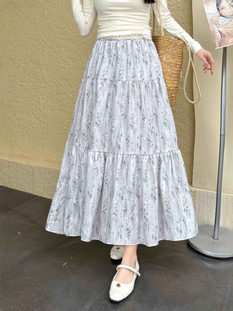 French Sweet Embroidered High-Waist A-Line Dress