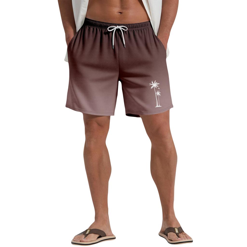 Hawaiian Plant Printed Men's Casual Beach Shorts