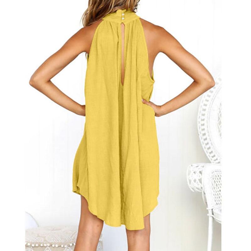 Chic Womens Holiday Irregular Ladies Summer Beach Sleeveless Party Dress For Effortless Style And Comfort