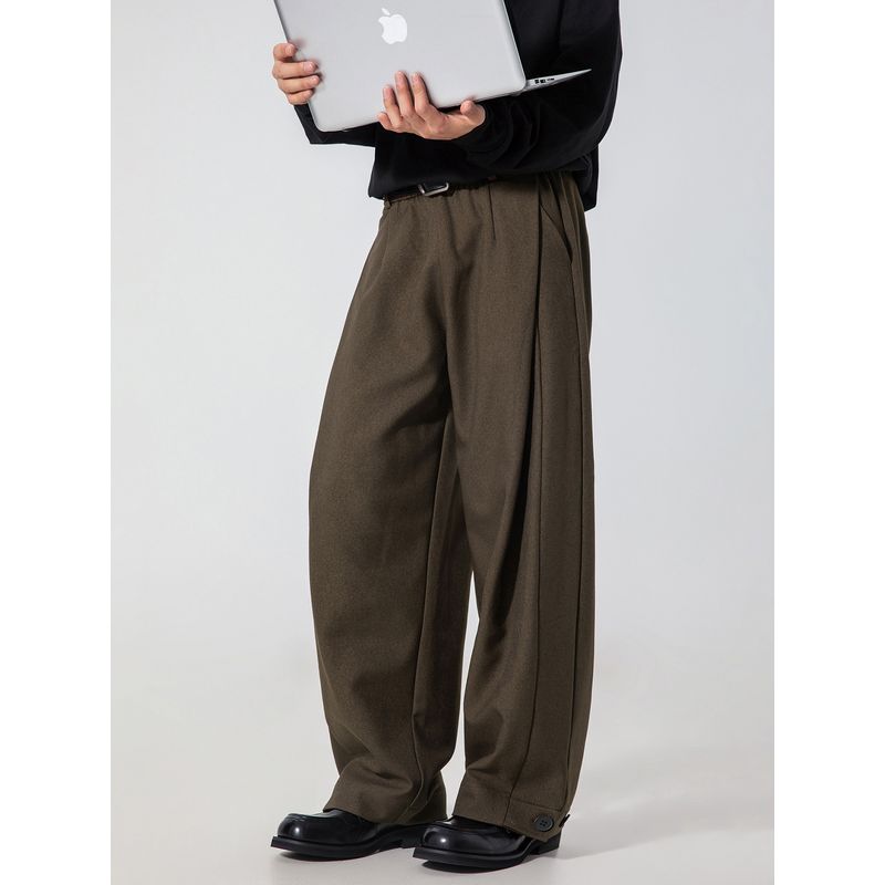 Wassup Japanese-Style Drapey Wrinkle-Resistant Casual Trousers Spring Straight-Leg Vintage Melard Dress Pants Loose Versatile Pants