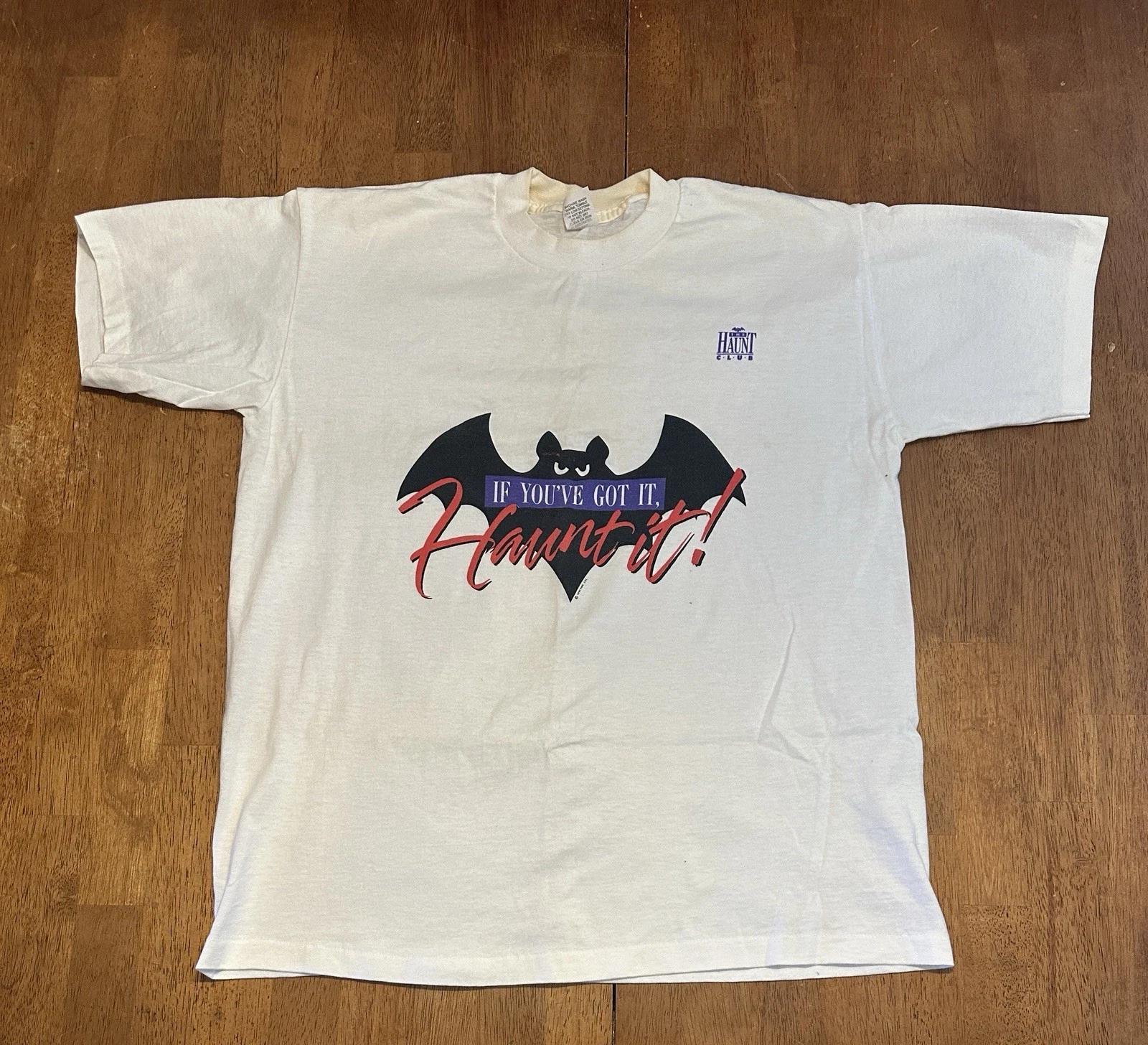 Vintage 1990 Hallmark Haunt Club Bat T Shirt Fits Size L Single Stitch Halloween 3XL