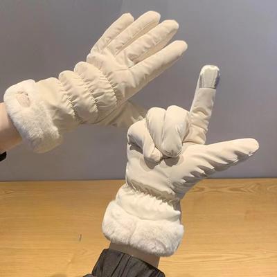 Winter New Women Fashion Gloves Winter Warm Windproof Waterproof Gloves with Plush Lining For Cold Weather Outdoor Sports