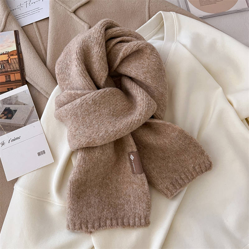 New solid color scarf women's winter thickened imitation cashmere shawl couple warm scarf versatile