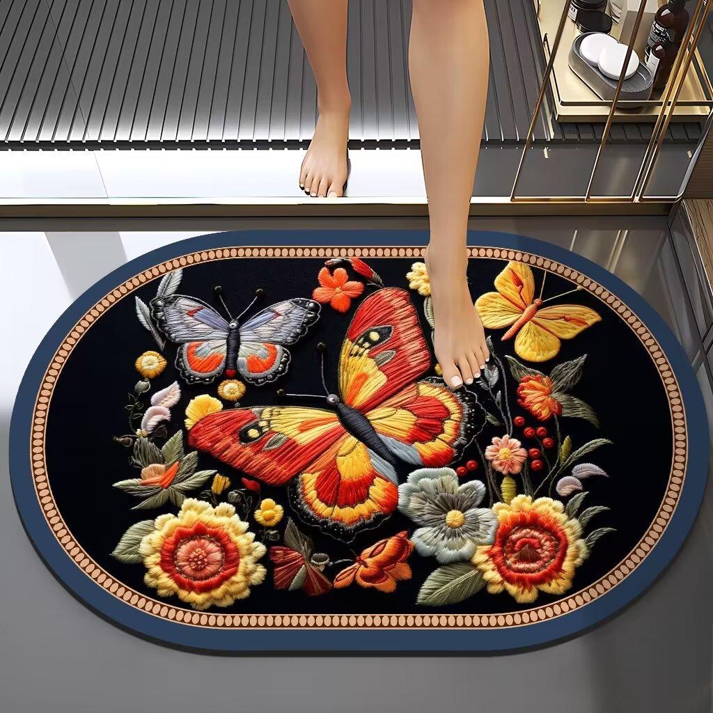 Výšivka v čínském stylu Větrná diatomová bahenní rohož Absorpční Špinavá koupelnová protiskluzová rohož Domácí koupelna Snadno se udržuje Rohožka na nohy