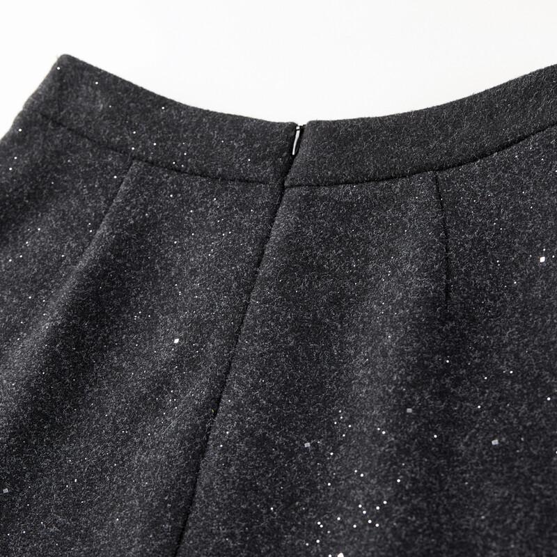 Women's High-Waist Glitter Knit A-Line Midi Skirt