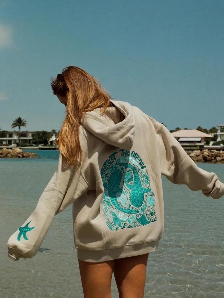 2026 Women's European & American Long Sleeve Printed Pullover Hoodie, Sizes S-5XL