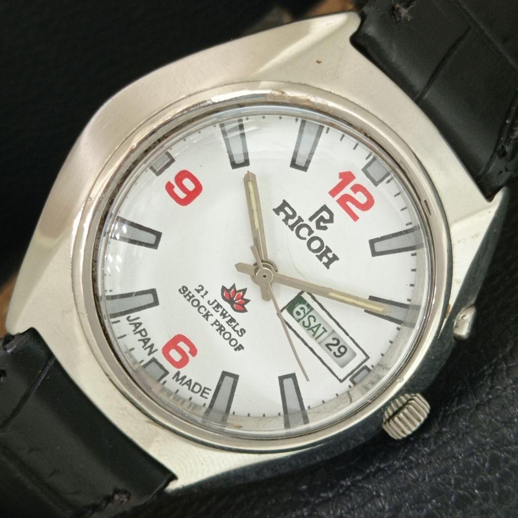 VINTAGE RICOH R31 AUTOMATIC JAPAN MENS WHITE COLOR DIAL WATCH A709393-1