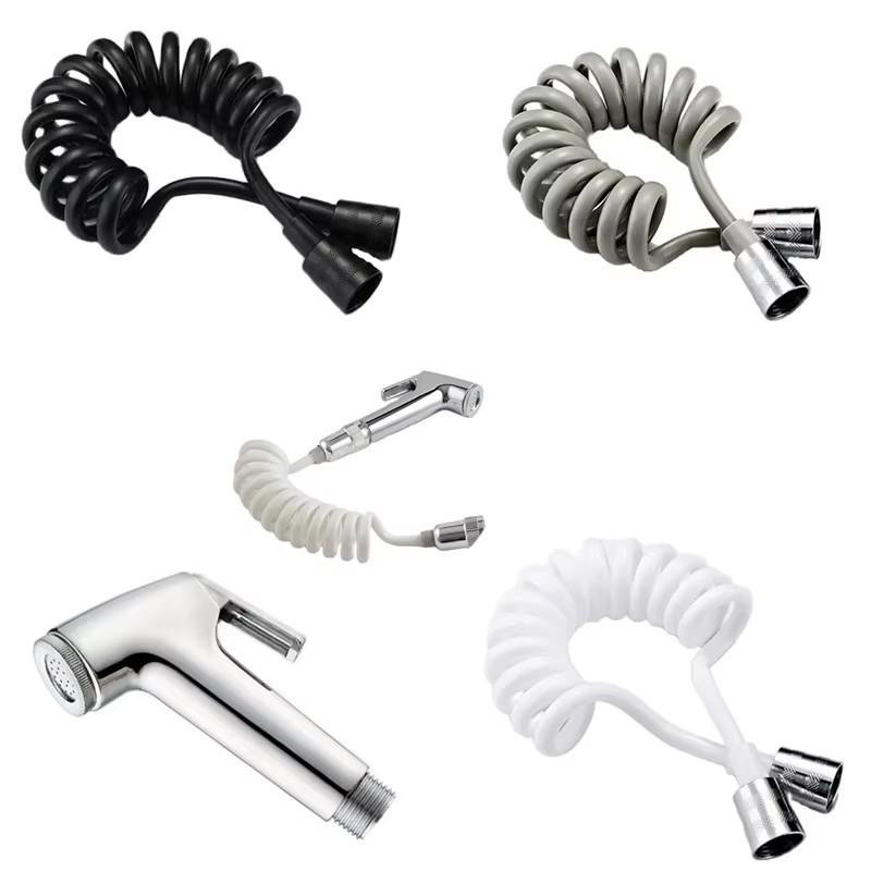 Universal Flexible Shower Hose with Spring Extension Hand Sprayer Pipe Connector for Bathroom Toilet Bidet - Durable Spring Tube