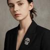 Rhinestone Retro Skull Pin Punk Style Gothic Skull Badge Lapel Pin  Halloween Party