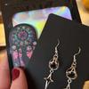 Star Sparkle Gothic Silver Earrings with Black Bead Pendants