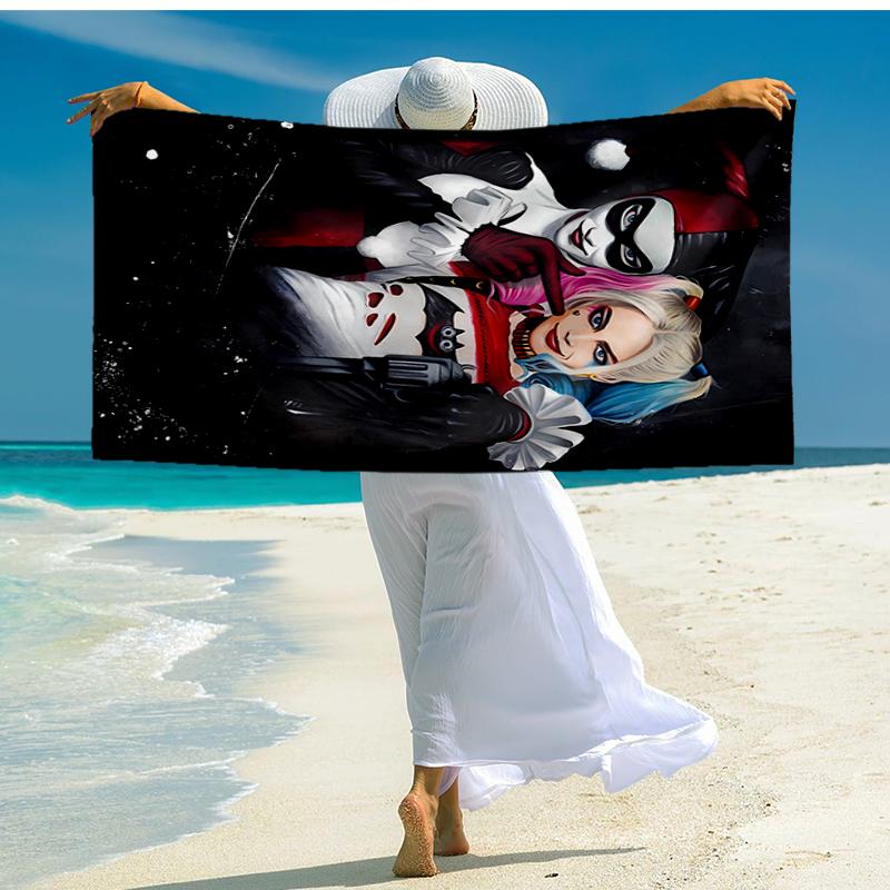 Ultra-Soft Beach Towel with Harley Quinn Theme,Ideal for Pool - Camping, Diving - Perfect Travel Essential, Vibrant Beach Towel.