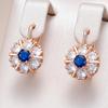 Blau Weiß Zirkon Runde Klassische Frauen Ohrringe Mode Täglichen Zubehör Funkelnden Schmuck Geschenke