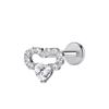 Hot Sale Body Jewelry: Titanium Labret Flatback Tragus Earring Stud Internal Thread Zircon Rings