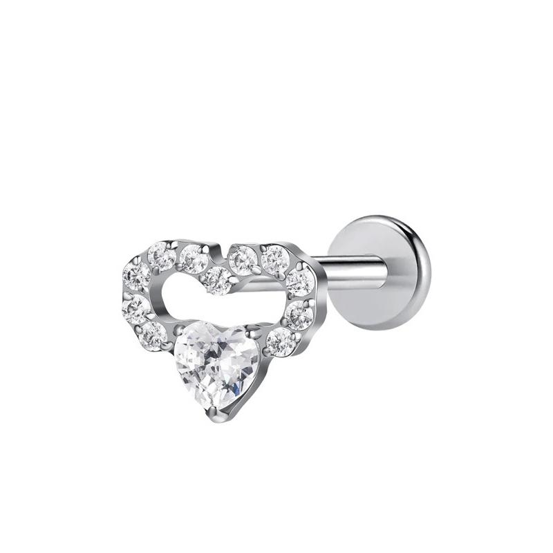 Hot Sale Body Jewelry: Titanium Labret Flatback Tragus Earring Stud Internal Thread Zircon Rings
