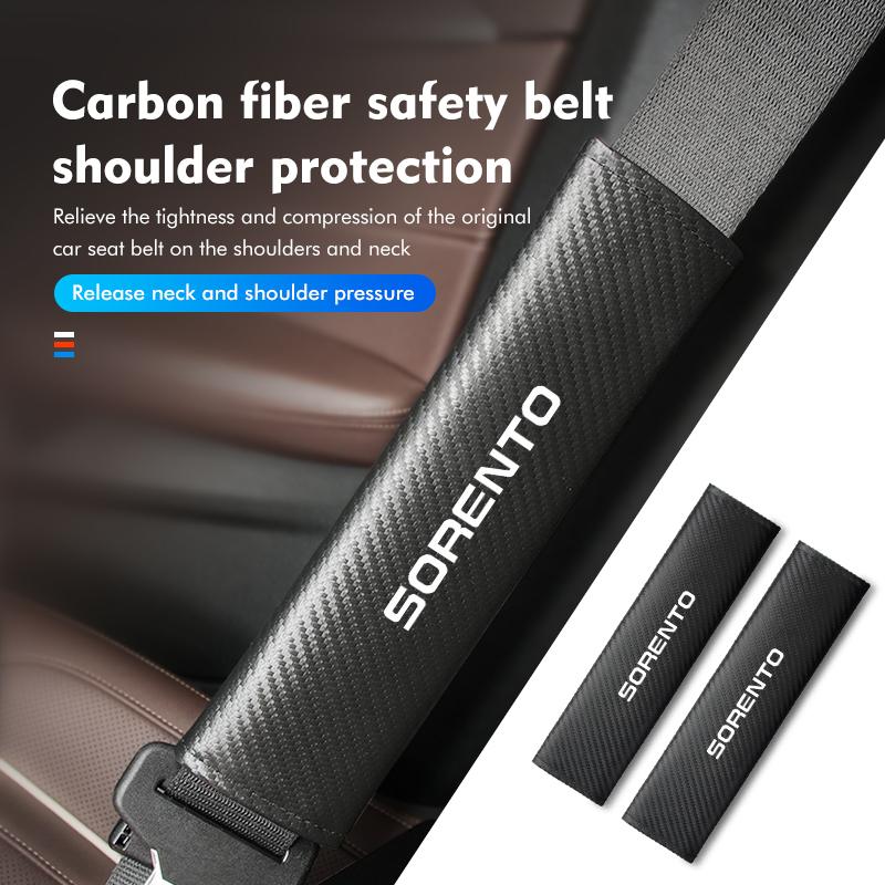 Carbon Fiber Car Seat Belt Cover Shoulder Pad Protector Cover Safety Belt Padding Pad Cushion For KIA Venga Sedona Forte Stonic
