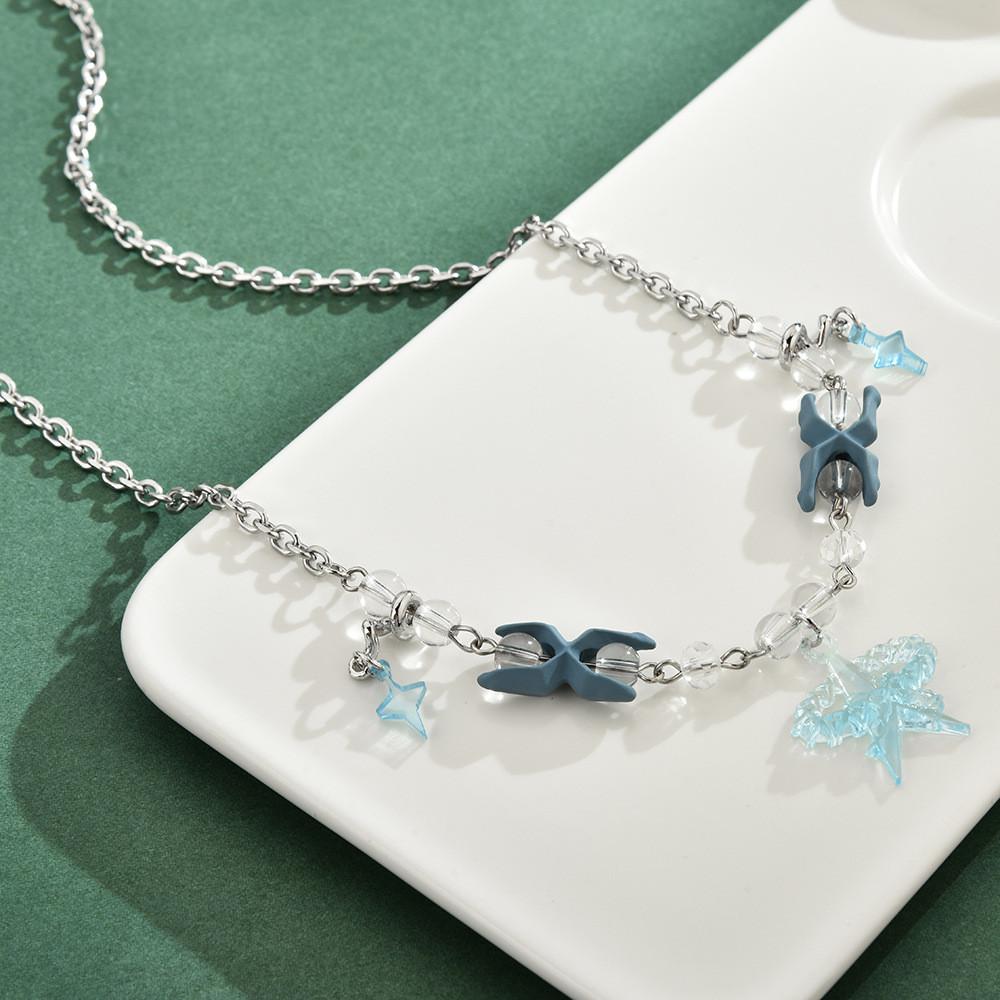 Star Shape Charming Crystal Inlaid Necklace For Sweethearts Elegant Design For Gift Giving