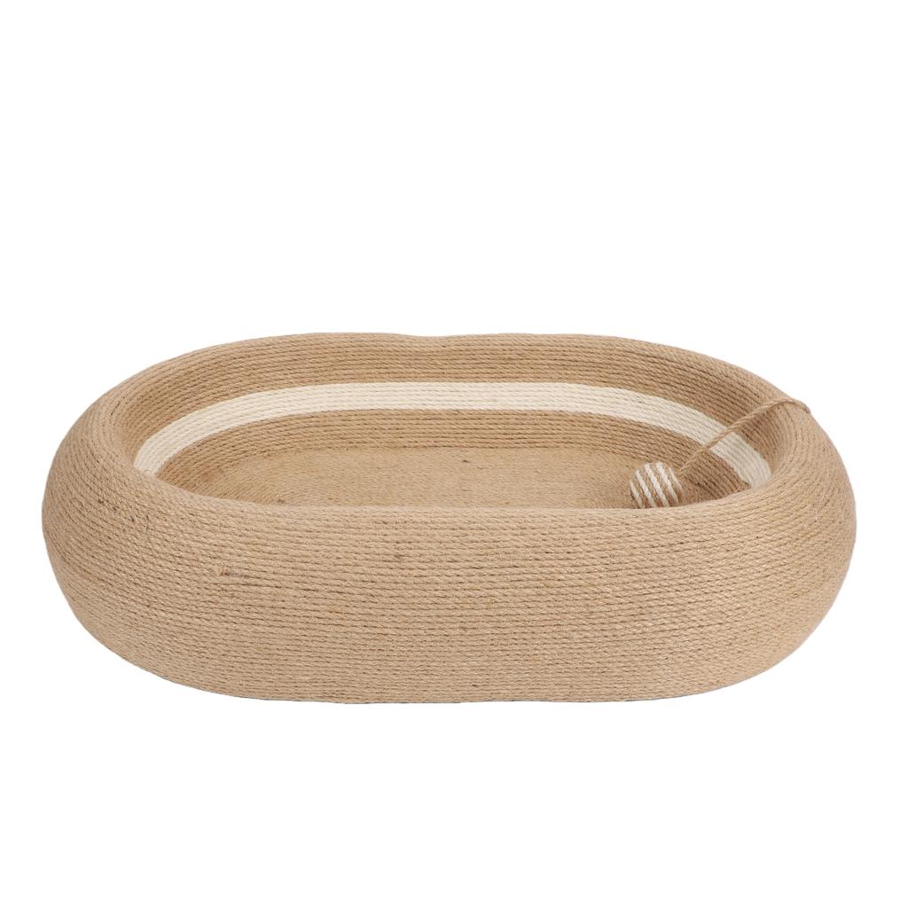 Sisal Cat Scratching Bed with Ball Interactive Ball Round Oval Rest and Scratch Pad Bowl for Home