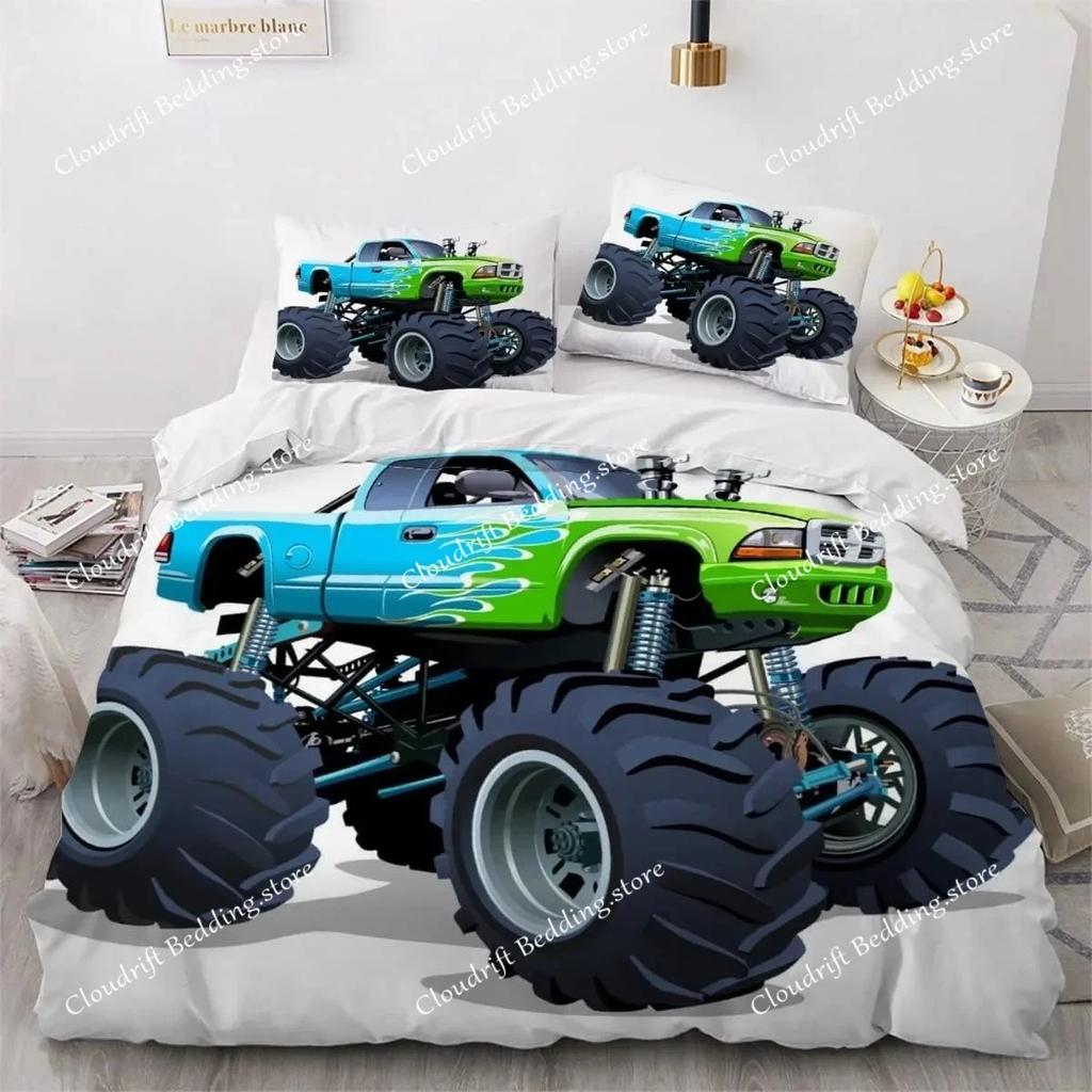 Cartoon Monster Trucks Duvet Cover Exquisite Digital Printing Bedding Set Comforter Bed Youth Home Decor Kids Girl Boys Gift026