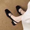 New Summer Casual Flat Sandals Women's Comfortable Rubber Sole Large Size Shoes Rear Empty Sandals Square Head Buckle Sandals Women