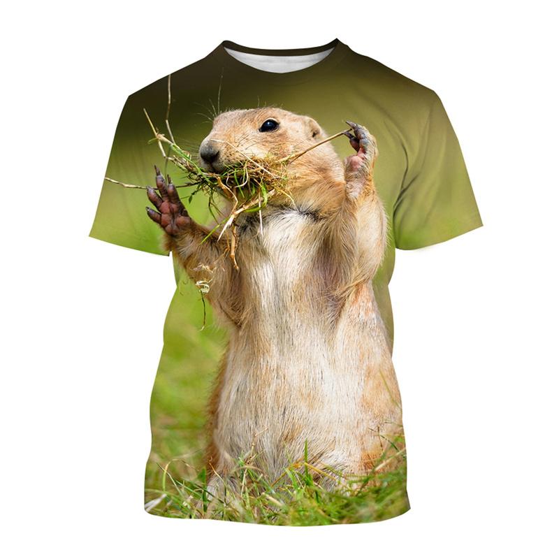 Cute Animal Groundhog 3d Printing T Shirt For Men Kids Casual Street Short-sleeved T-shirt Tops Summer Street Oversized Tees
