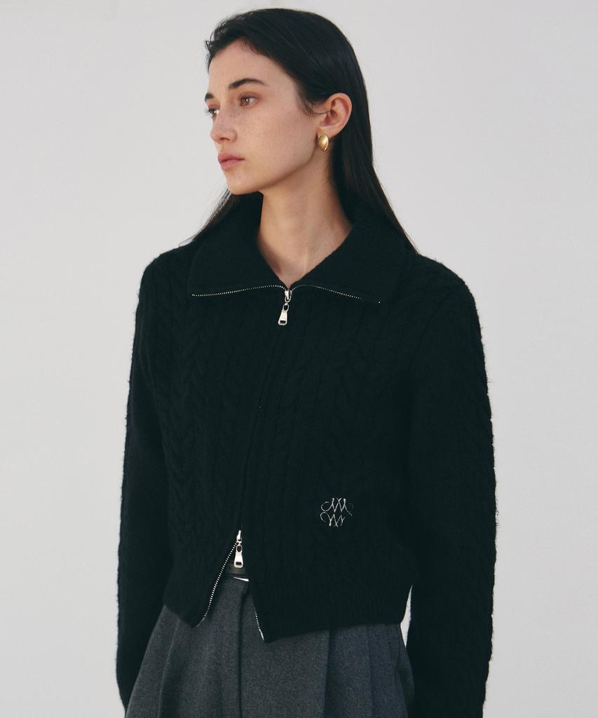 Nigaennikol Nicole Twist Sweater Zip Up_Black