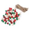 200Pcs DIY Christmas Wooden Beads Set 5 Colors Bead String Decoration Accessories for Beauty Salon with Twine