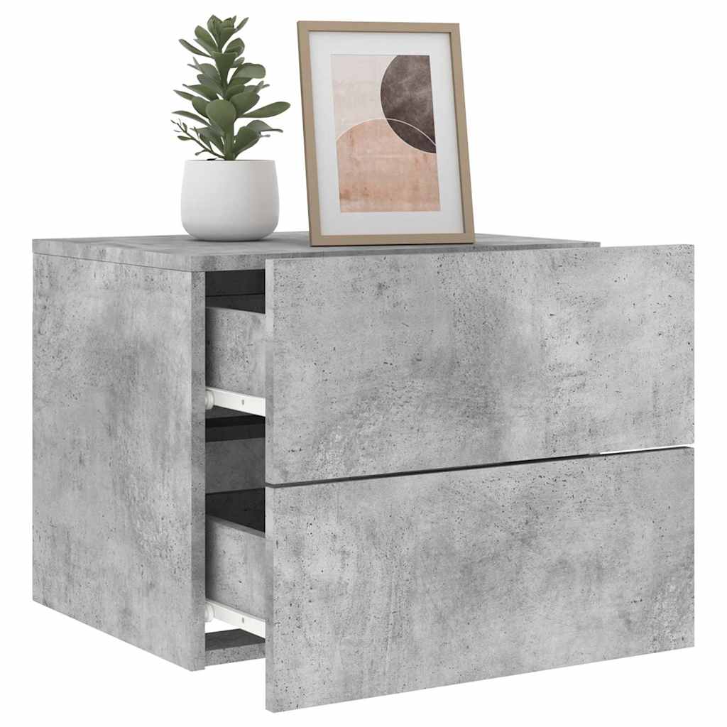 Wall Mounted Nightstand with RGB LED Lights Concrete Grey