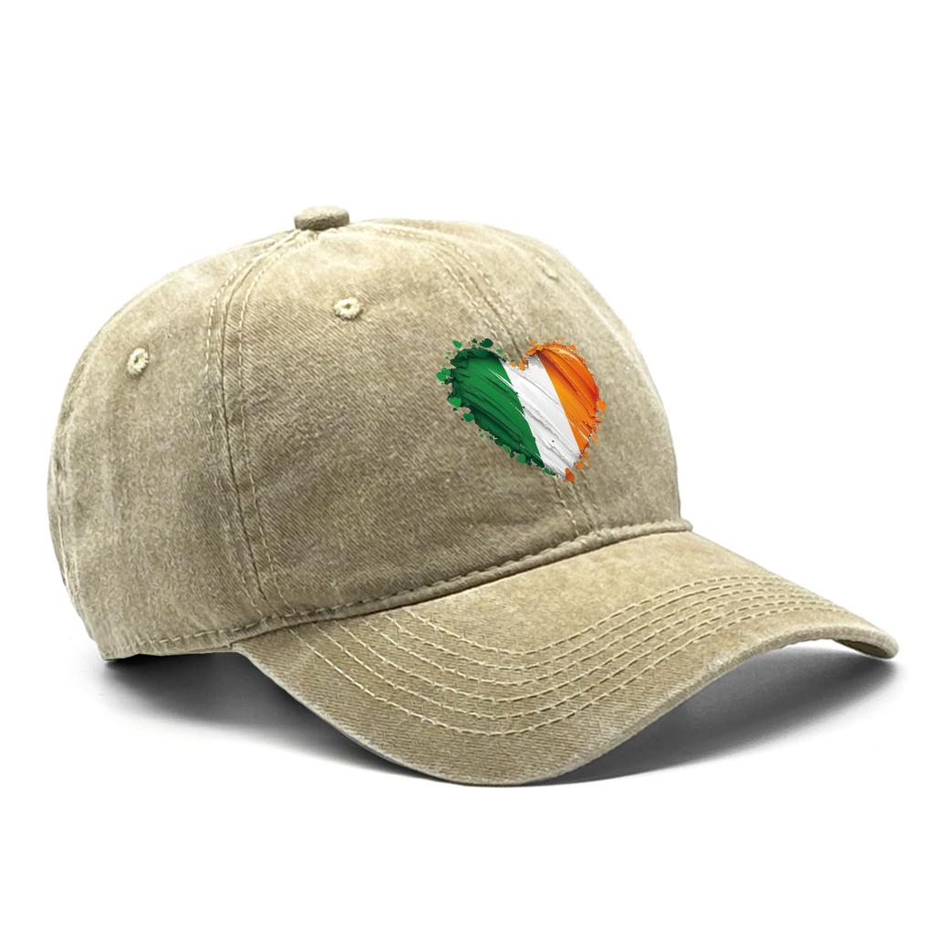 Heart Flag of Ireland Print Adjustable Hats For Woman Solid Color Fashion Snapback Baseball Caps Perfect For Daily Wear