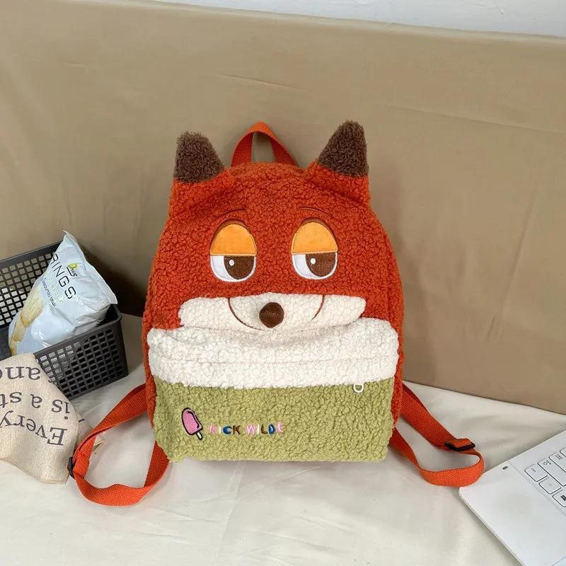 

New Nick & Judy Backpack Cute Cartoon Plush Backpack Ultra Lightweight Large Capacity Doll Bag For Students Kids Gift 29X33X16CM